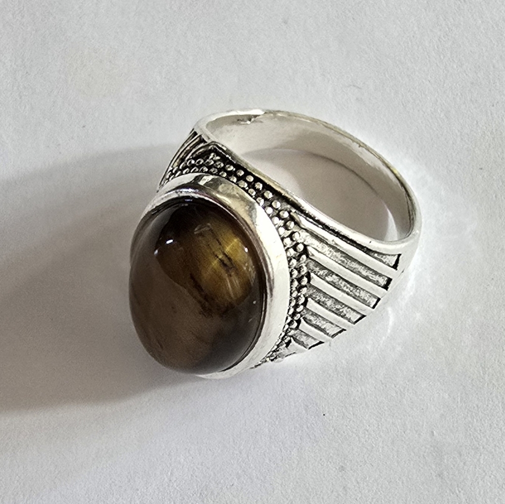 TIGEREYE MENS NEW SIZE 11 QUALITY TITANIUM SILVER CLASSIC RING - Picture 4 of 6